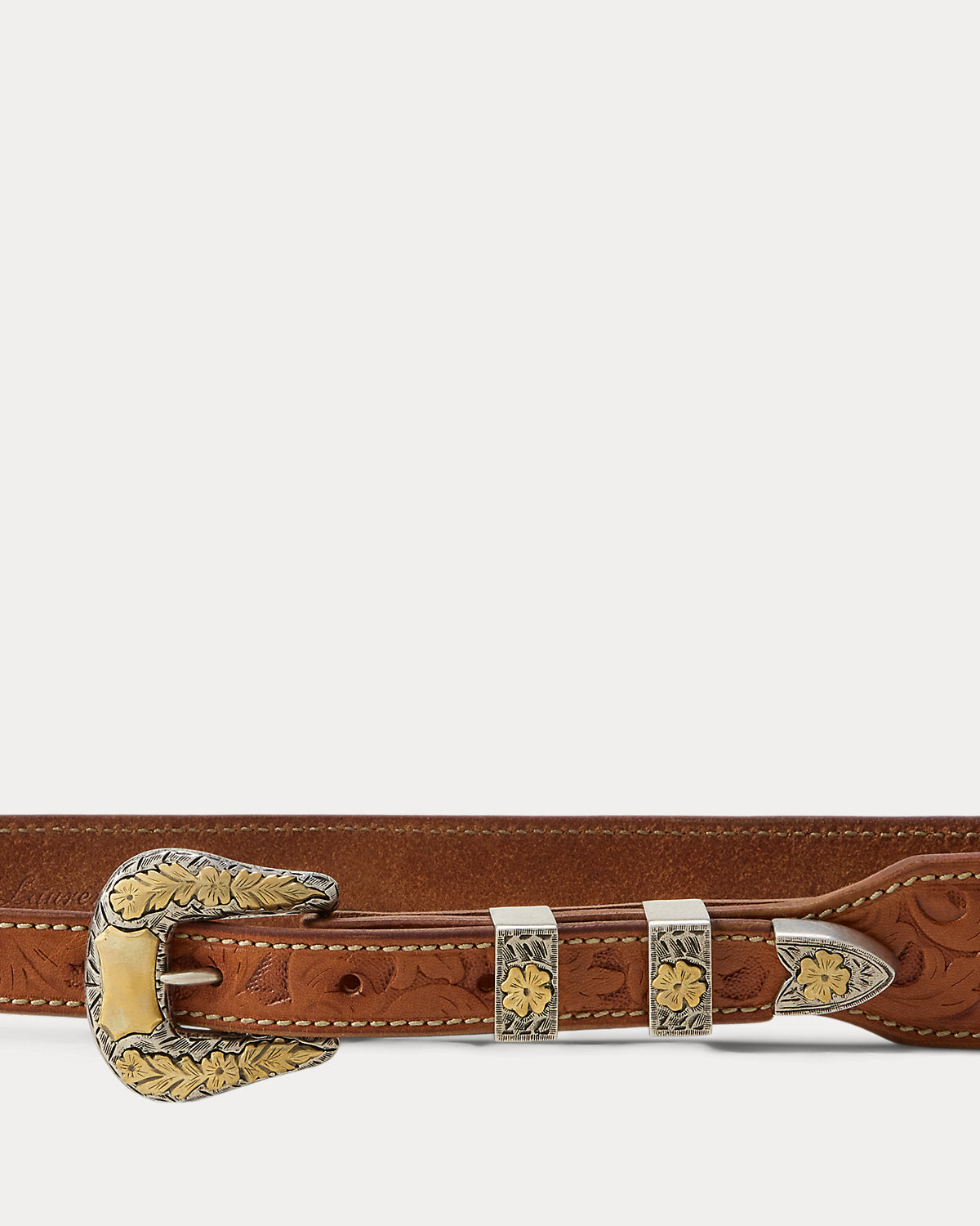 Tooled Vachetta Leather Belt