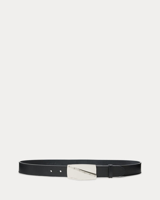 Abstract-Plaque-Buckle Leather Belt