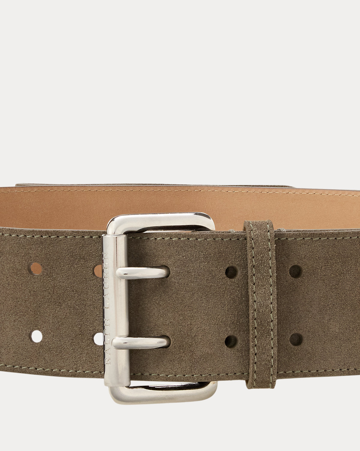 Calf-Suede Double-Prong Long Belt