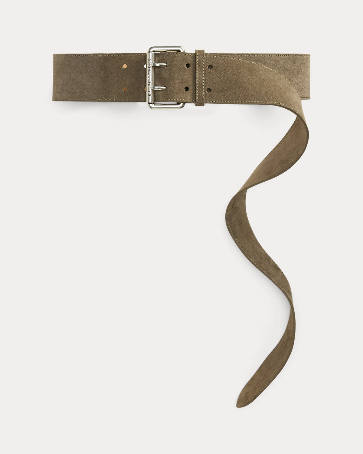 Calf-Suede Double-Prong Long Belt