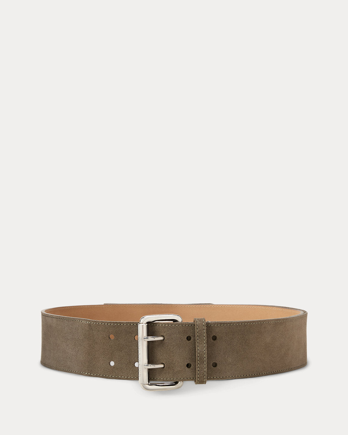 Calf-Suede Double-Prong Long Belt
