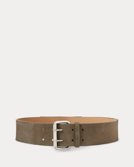 Calf-Suede Double-Prong Long Belt