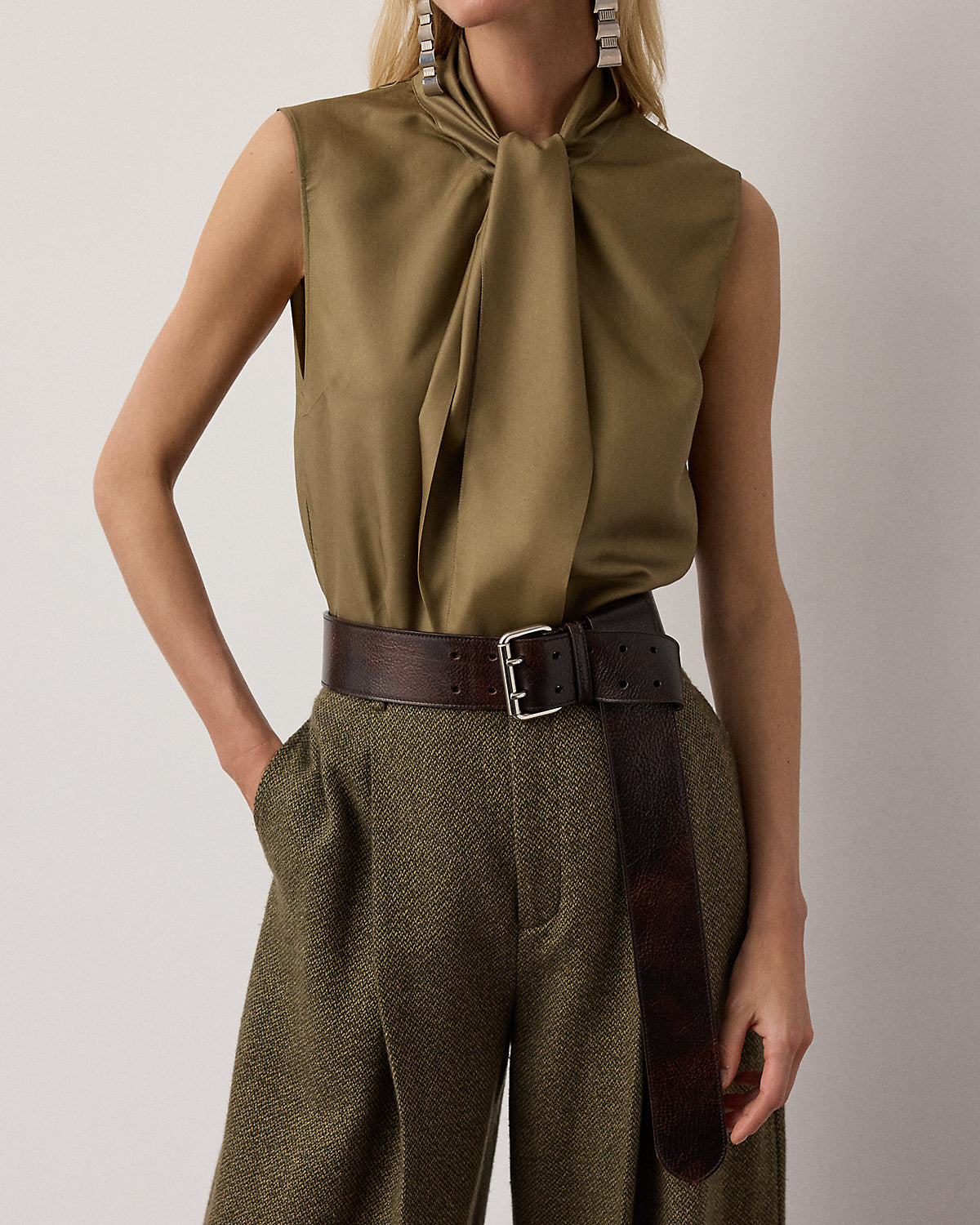 Distressed Double-Prong Long Belt