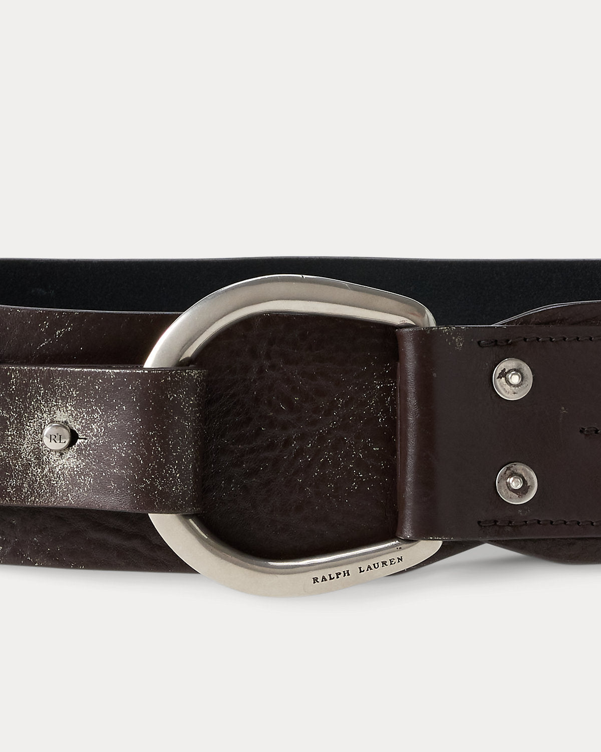 Turn-Back Washed Leather Wide Belt