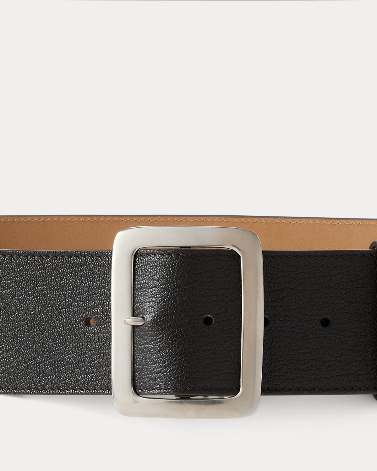 Square-Buckle Goatskin Wide Belt