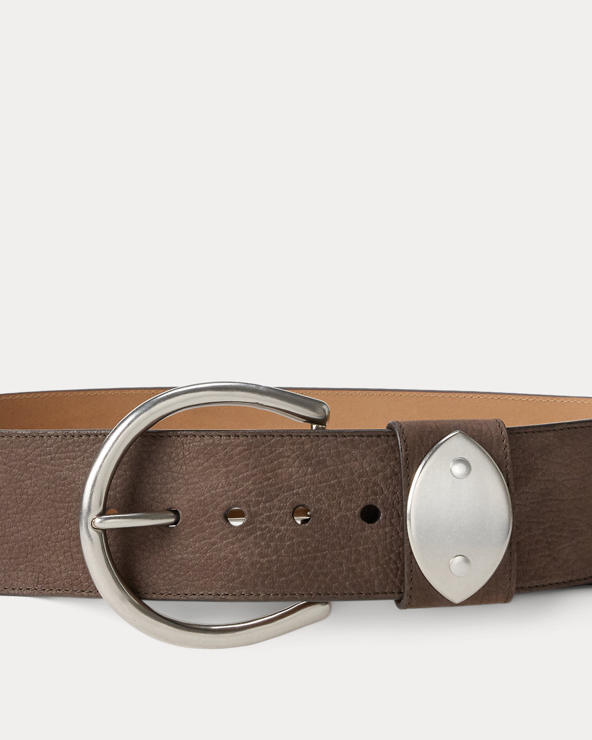 Nubuck Pebbled Leather Wide Belt