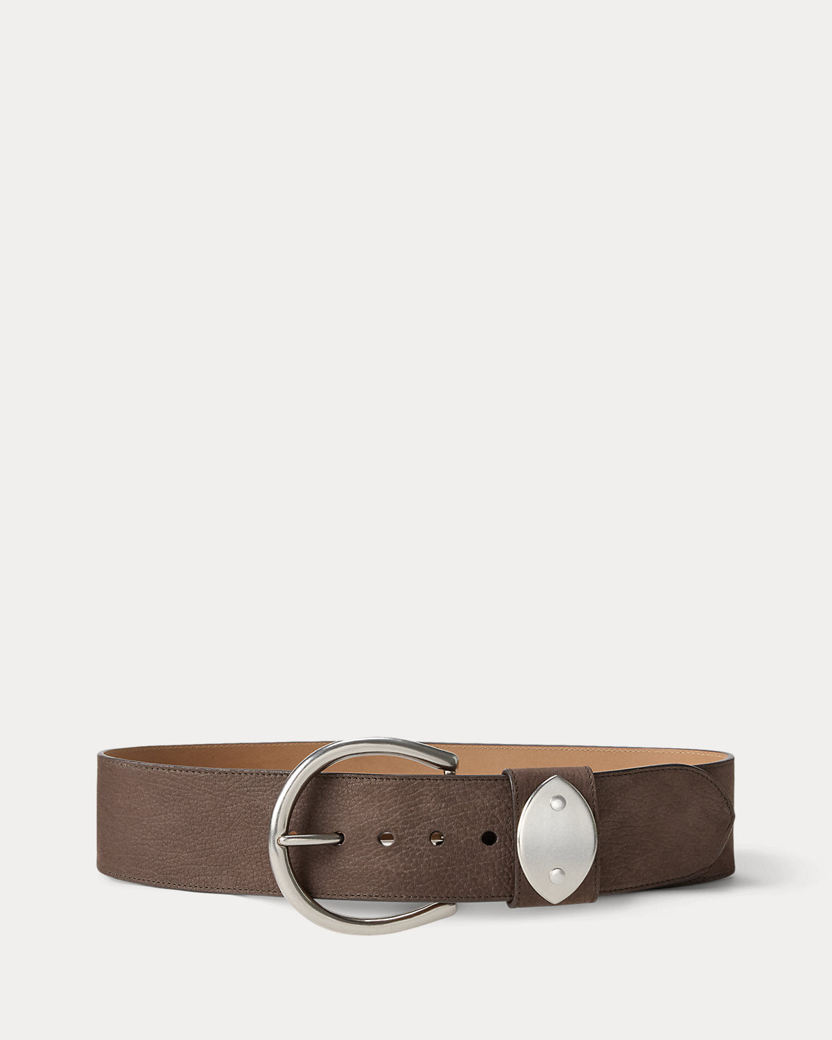 Nubuck Pebbled Leather Wide Belt
