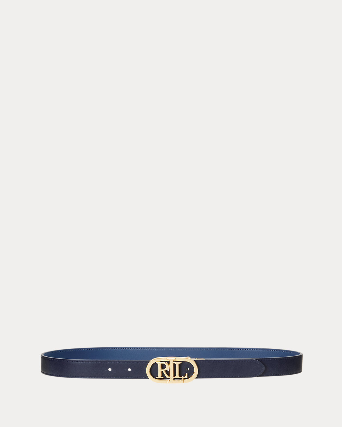 Oval-Logo Reversible Leather Skinny Belt