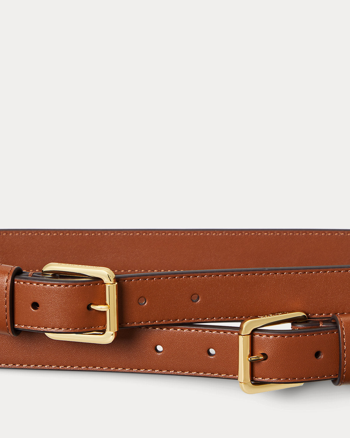 Leather Double-Buckle Stacked Wide Belt
