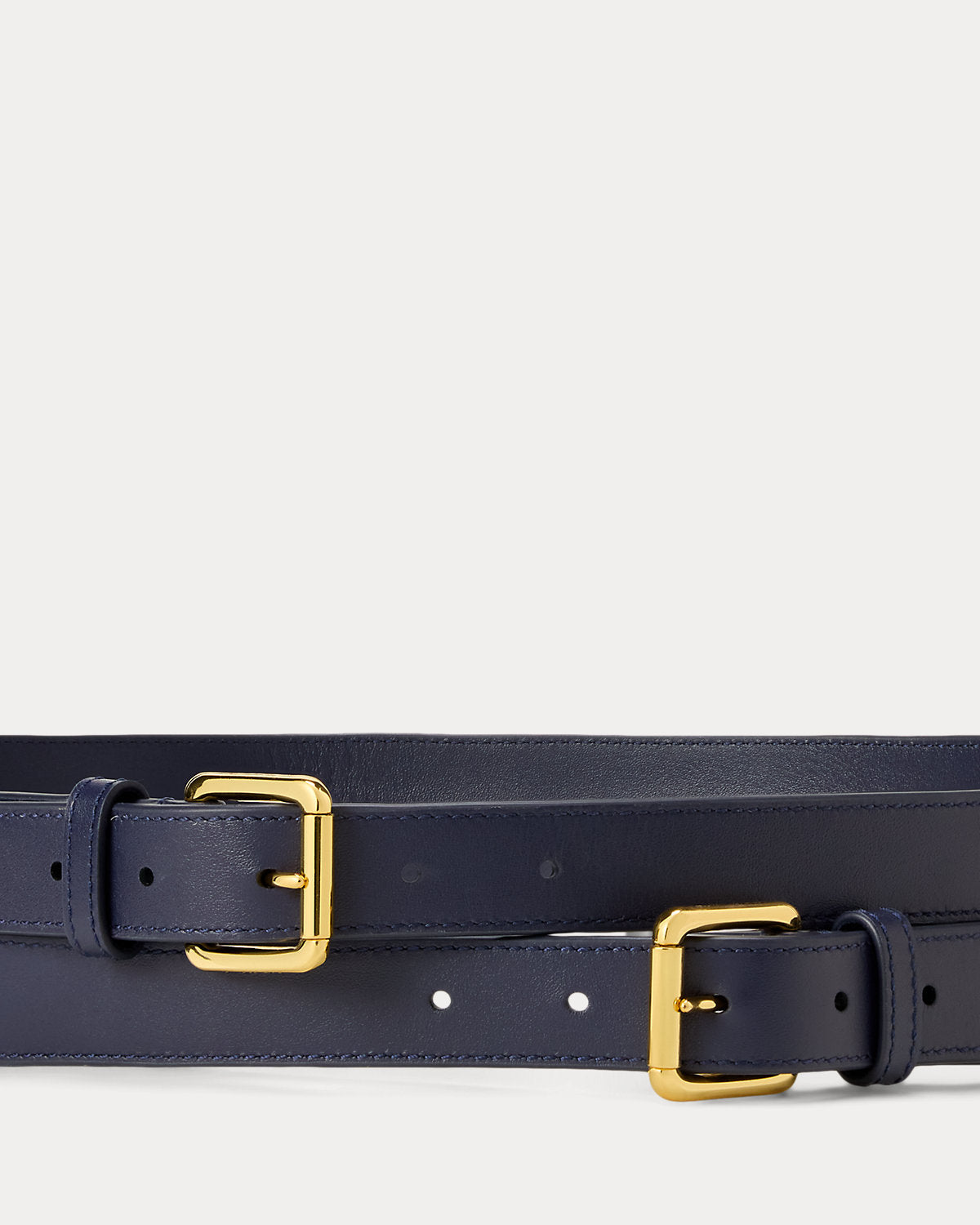 Leather Double-Buckle Stacked Wide Belt