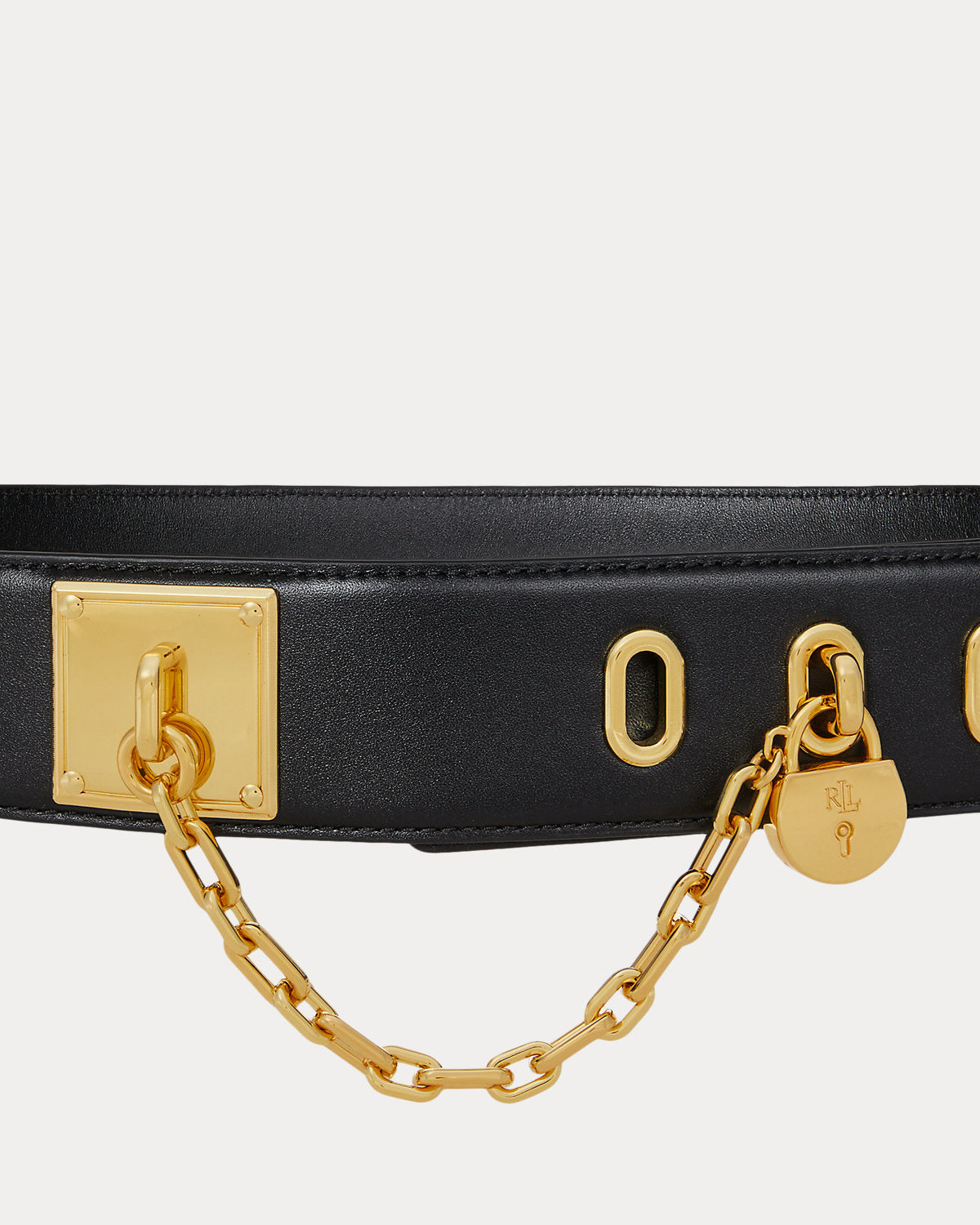 Leather Chain Padlock Wide Belt