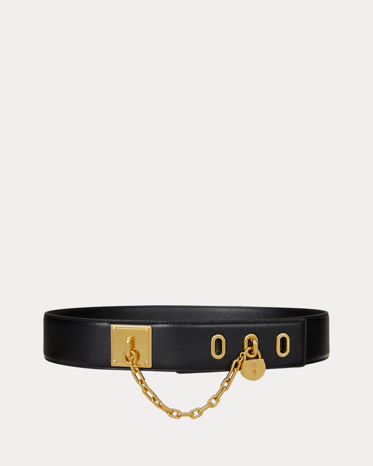 Leather Chain Padlock Wide Belt