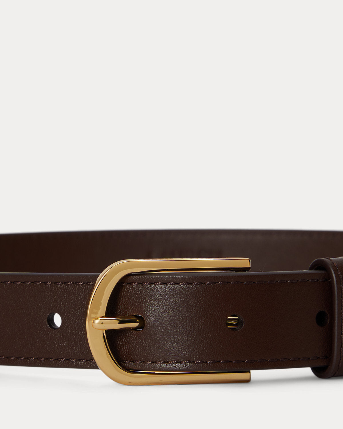 Rounded-Buckle Leather Skinny Belt