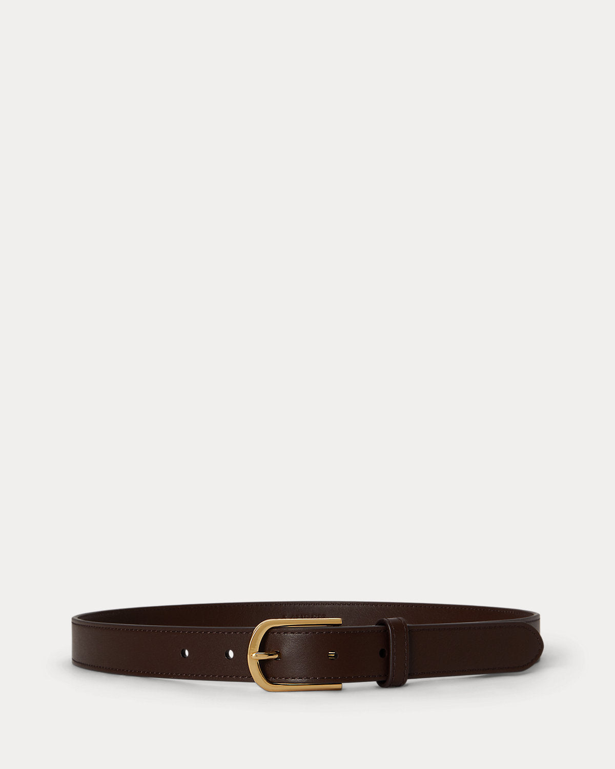 Rounded-Buckle Leather Skinny Belt