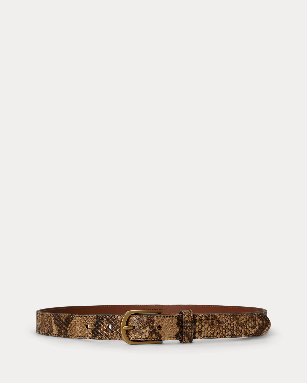 Rounded-Buckle Embossed Skinny Belt