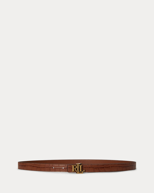Logo Reversible Embossed Skinny Belt