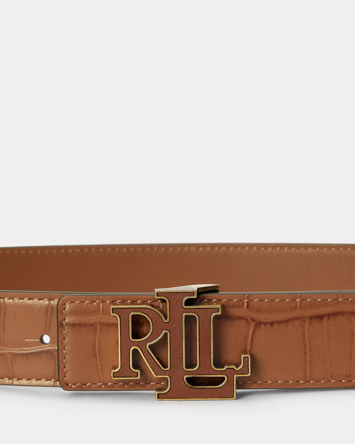 Logo Reversible Croc-Embossed Belt