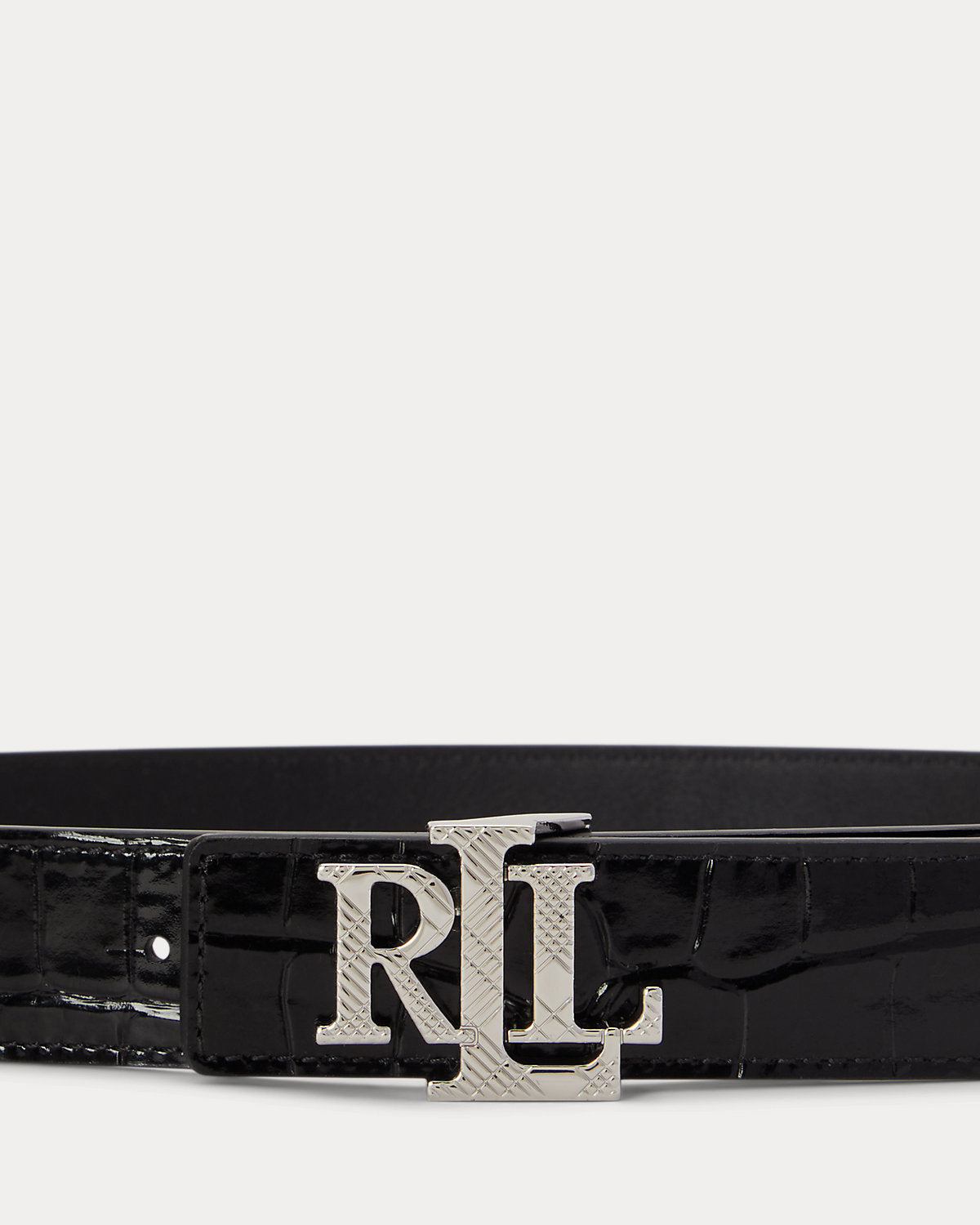 Logo Reversible Croc-Embossed Belt