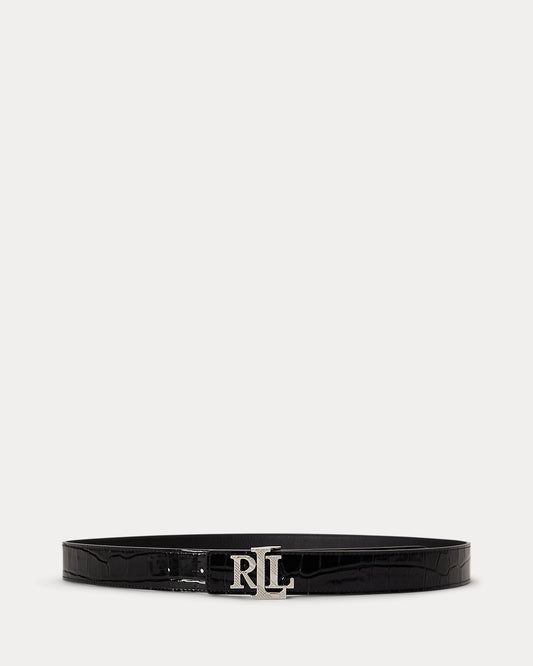 Logo Reversible Croc-Embossed Belt