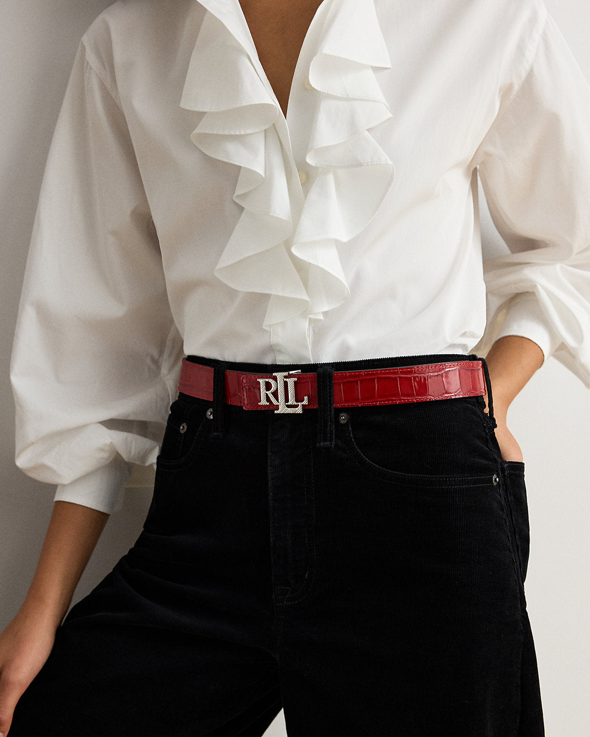 Logo Reversible Croc-Embossed Belt