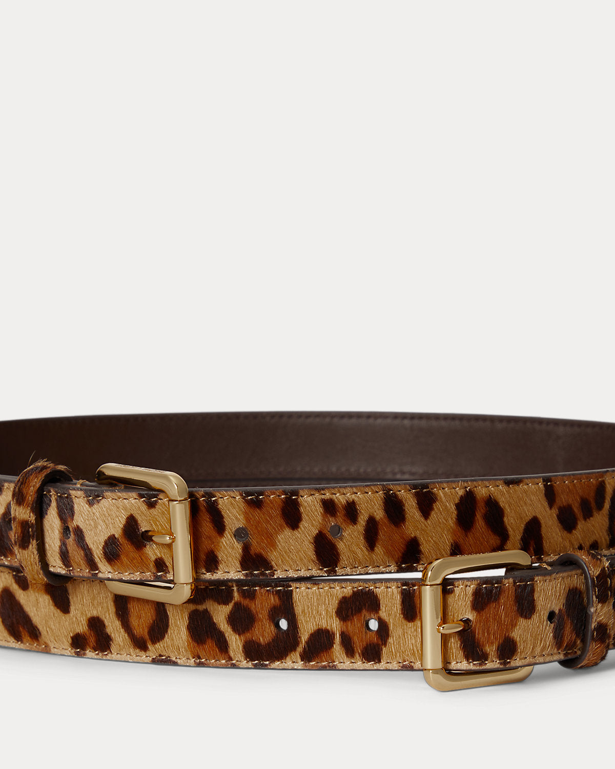 Haircalf Double-Buckle Stacked Wide Belt