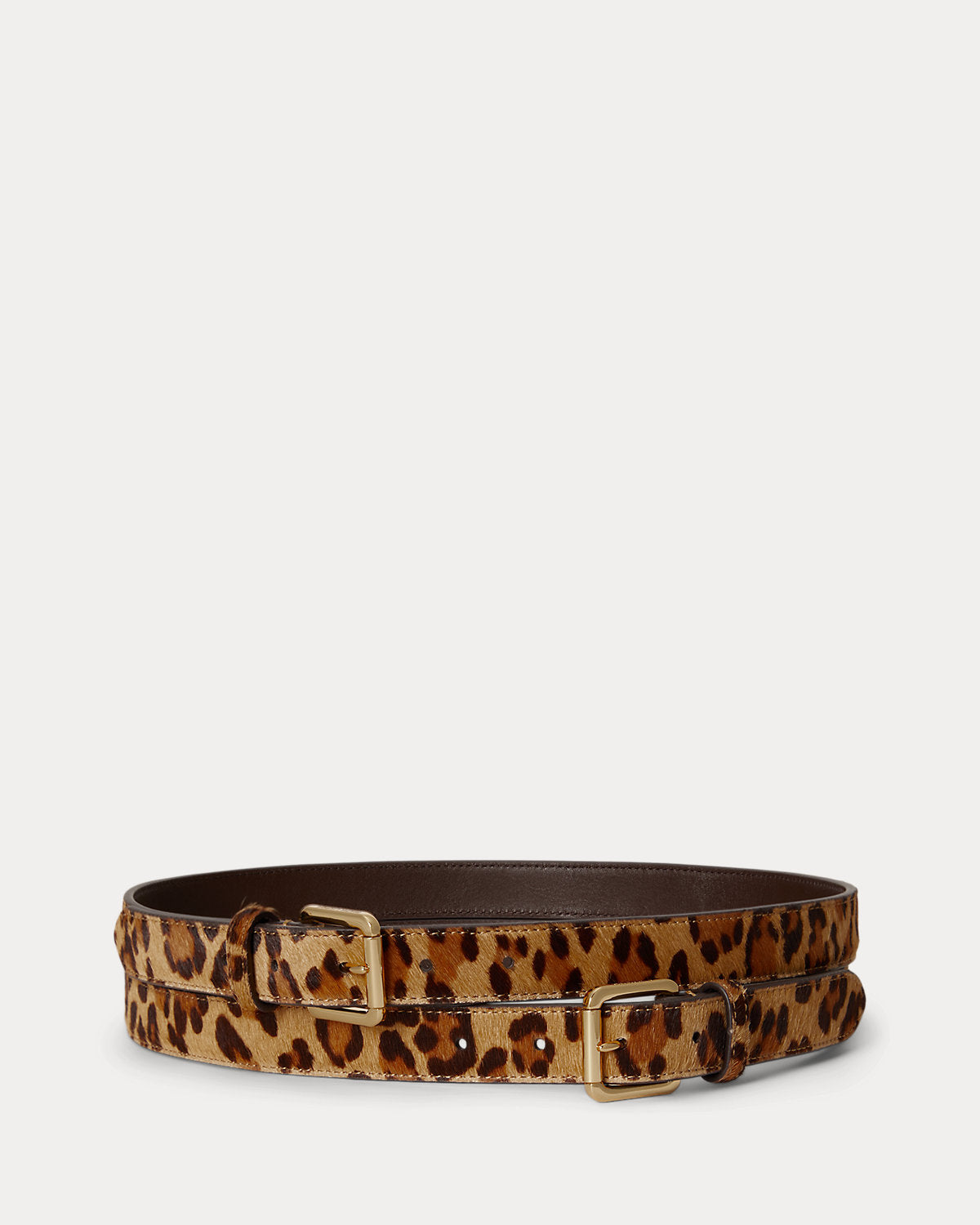 Haircalf Double-Buckle Stacked Wide Belt