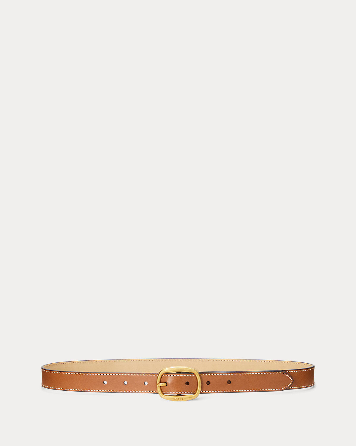 Oval-Buckle Skinny Leather Belt