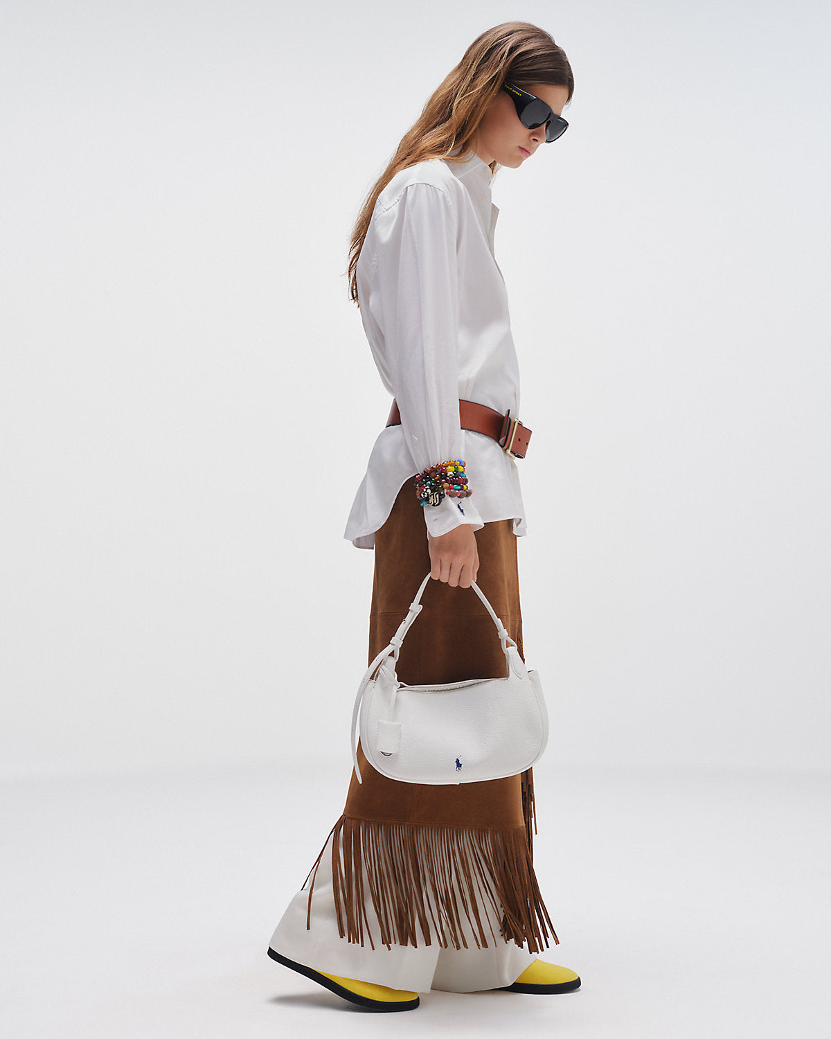 Curved-Buckle Leather Belt