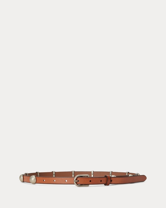 Dome-Studded Leather Belt