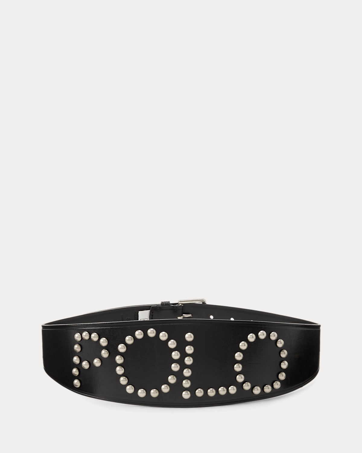 Studded Logo Leather Moto Belt