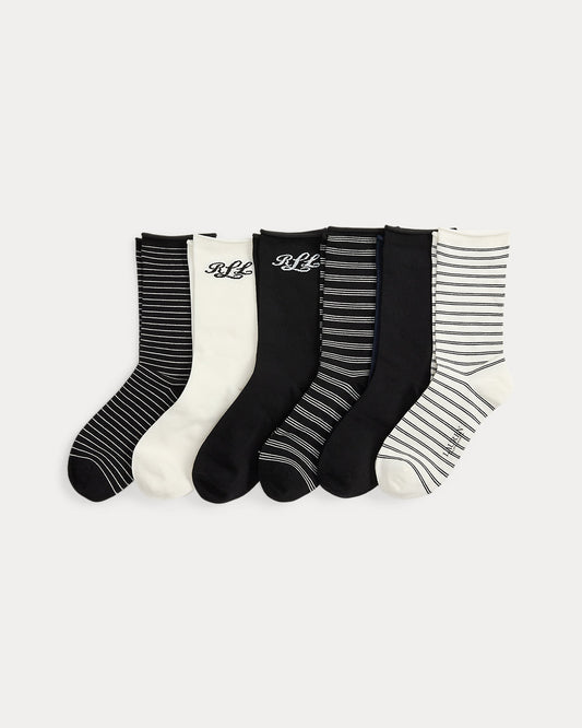 Logo & Striped Roll-Top Sock 6-Pack