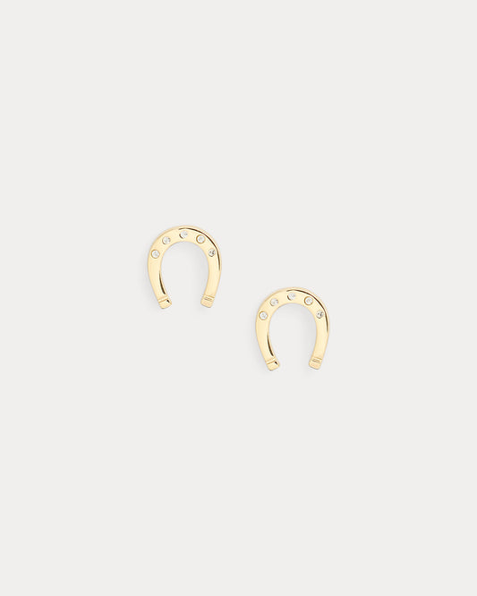 Gold-Plated Pav¨¦ Horseshoe Studs