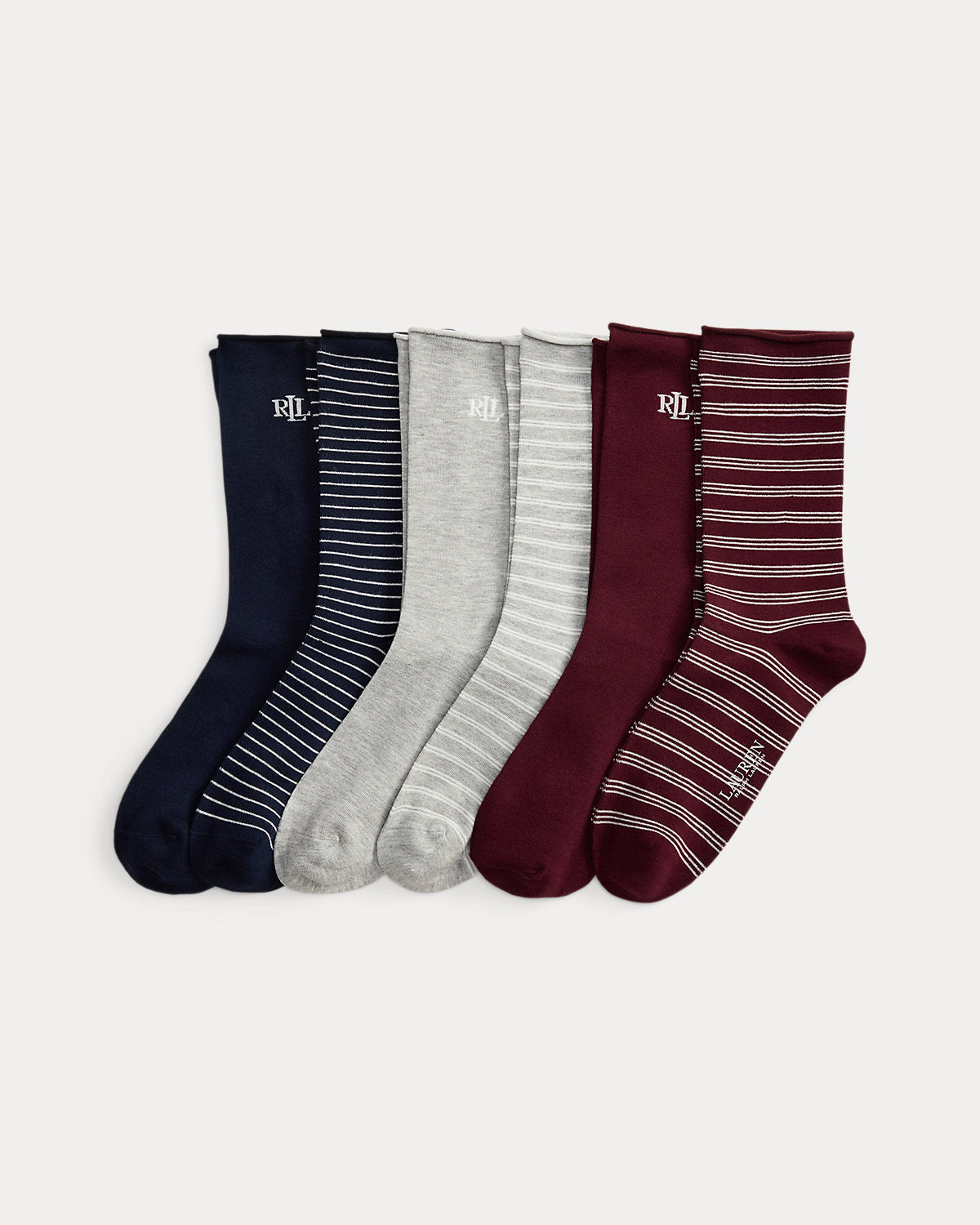 Striped & Logo Roll-Top Sock 6-Pack