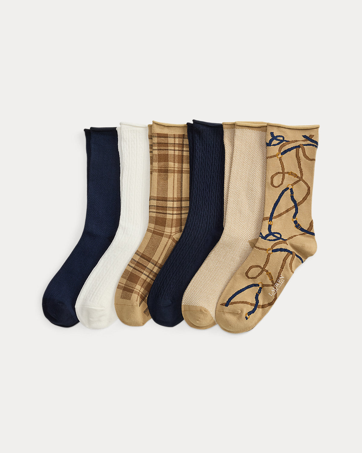 Patterned Stretch Roll-Top Sock 6-Pack