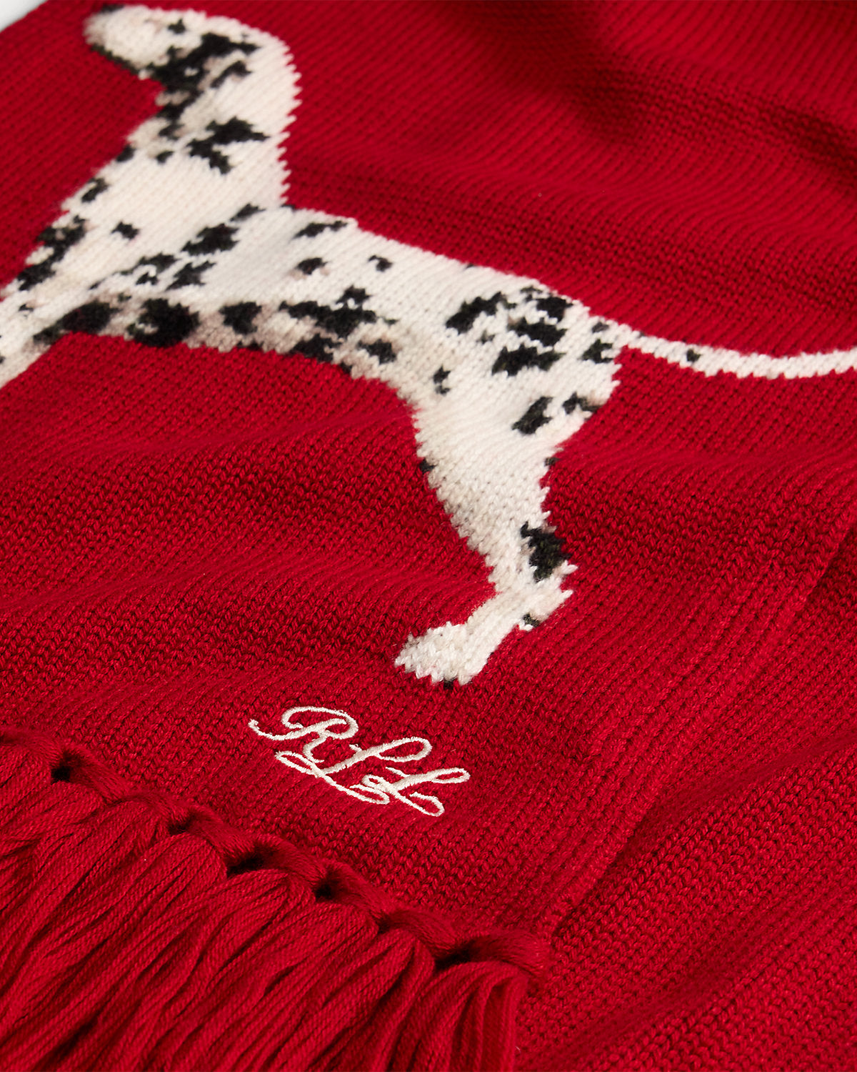 Fringe-Trim Dalmatian Scarf