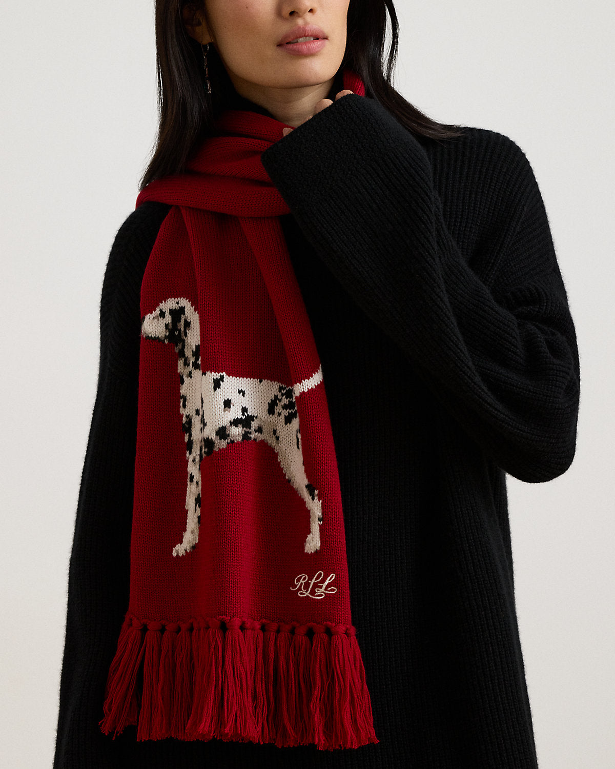 Fringe-Trim Dalmatian Scarf