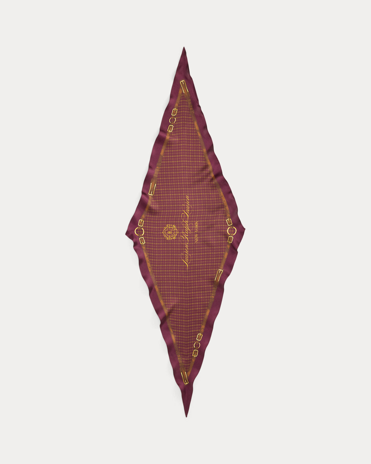 Plaid & Belting-Print Diamond Scarf