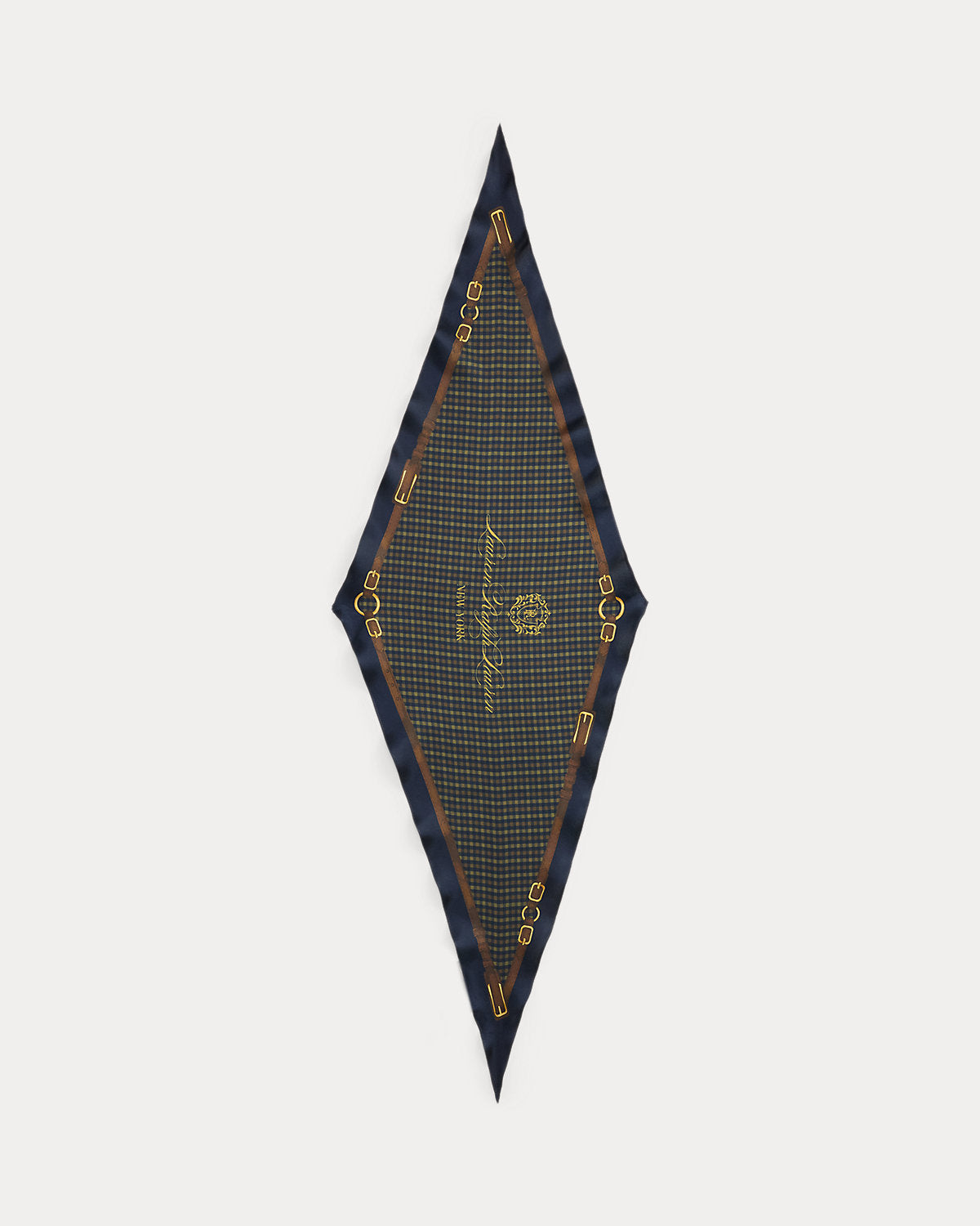 Plaid & Belting-Print Diamond Scarf
