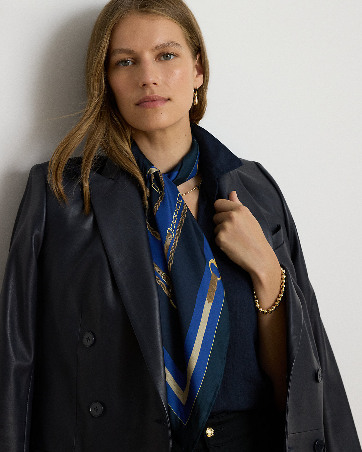 Horse & Belting-Print Silk Square Scarf