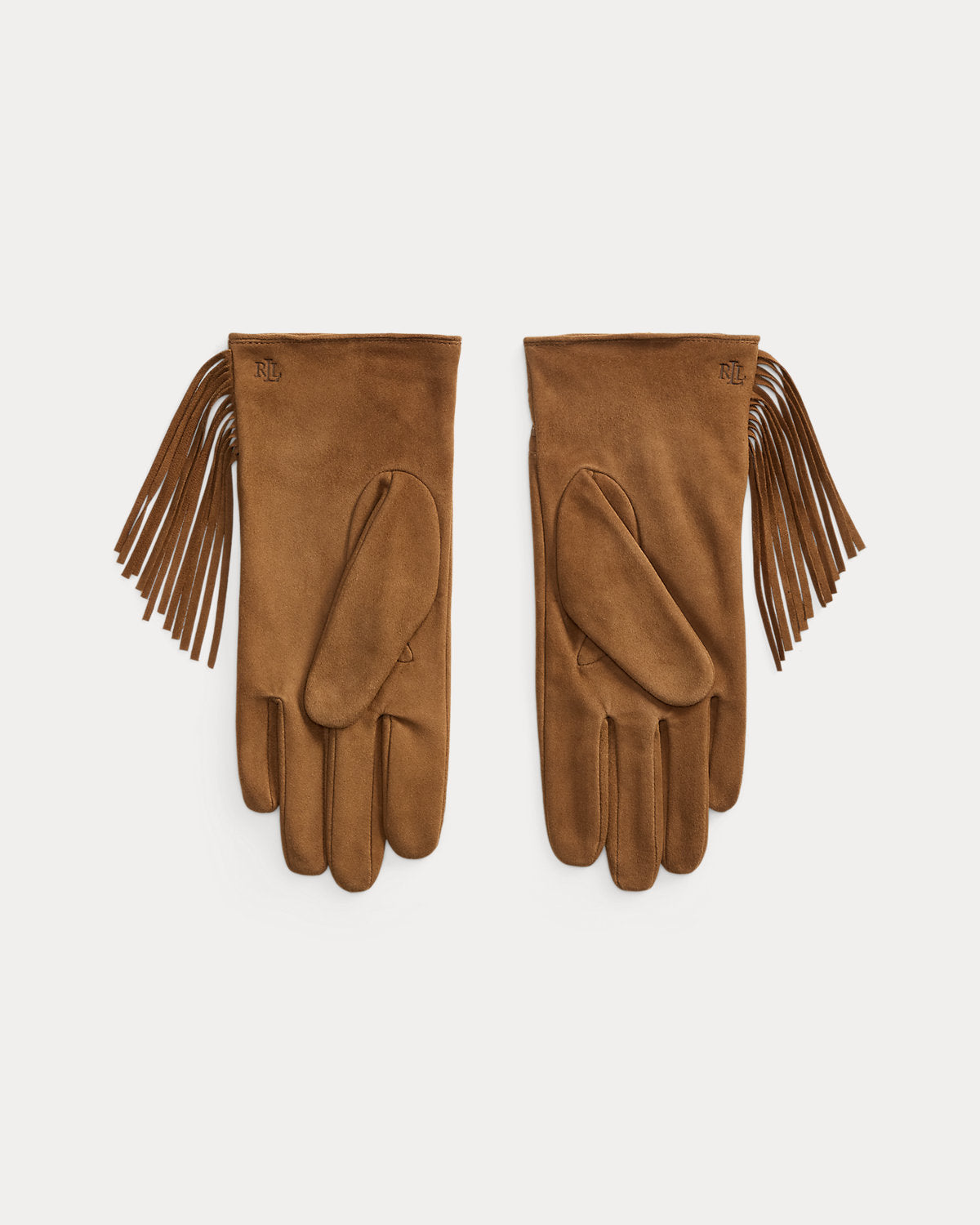 Fringe-Trim Sheep-Suede & Leather Gloves