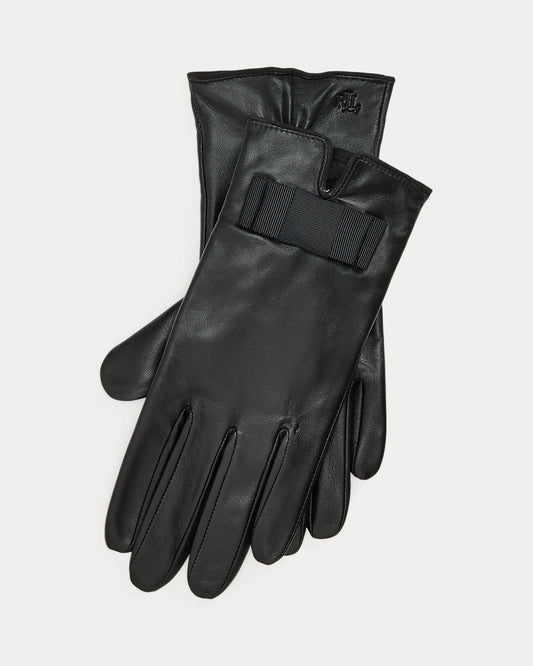 Bow-Trim Sheepskin Gloves