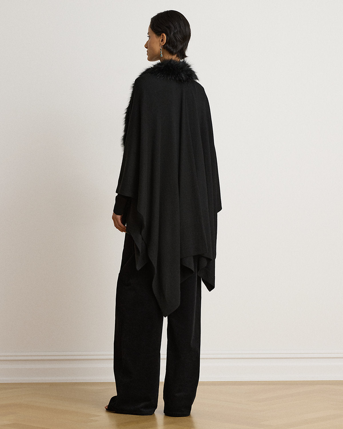 Faux-Fur-Trim Ruana