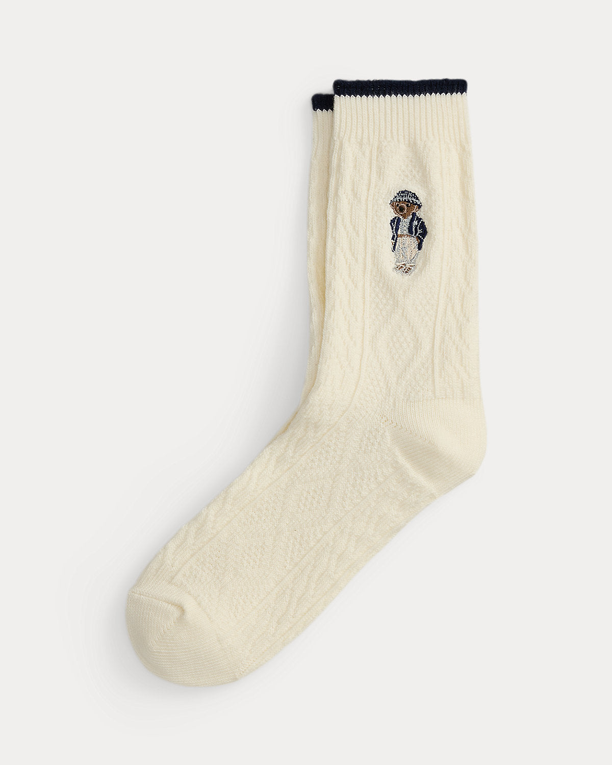 Cable-Knit Polo Bear Crew Socks