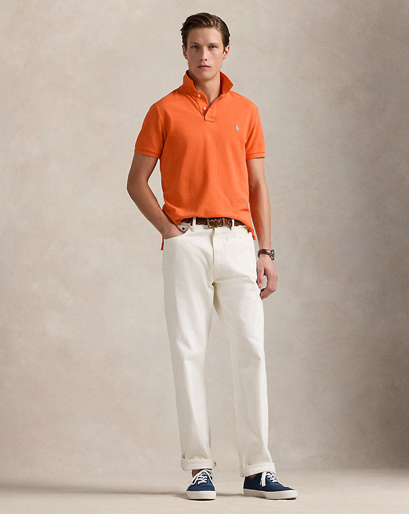 Slim Fit Mesh Polo Shirt Spring Melon