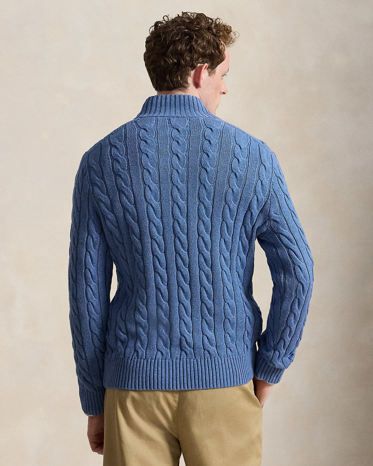 Cable-Knit Cotton Quarter-Zip Sweater
