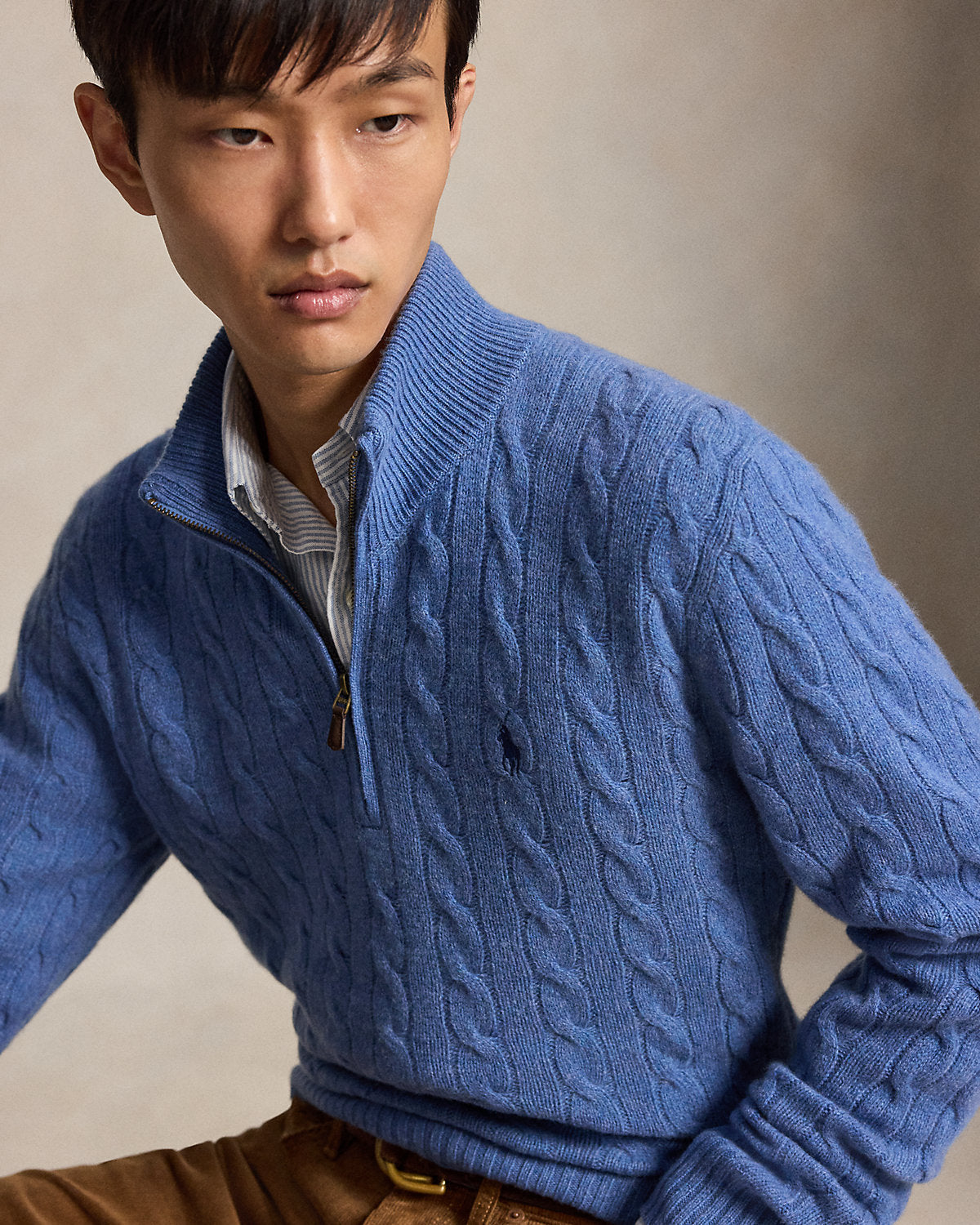 Cable-Knit Quarter-Zip Sweater