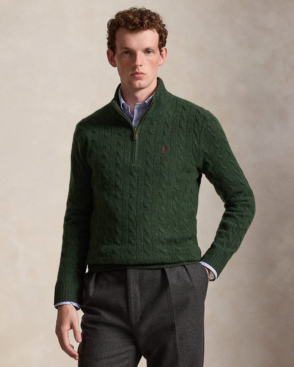 Cable-Knit Quarter-Zip Sweater