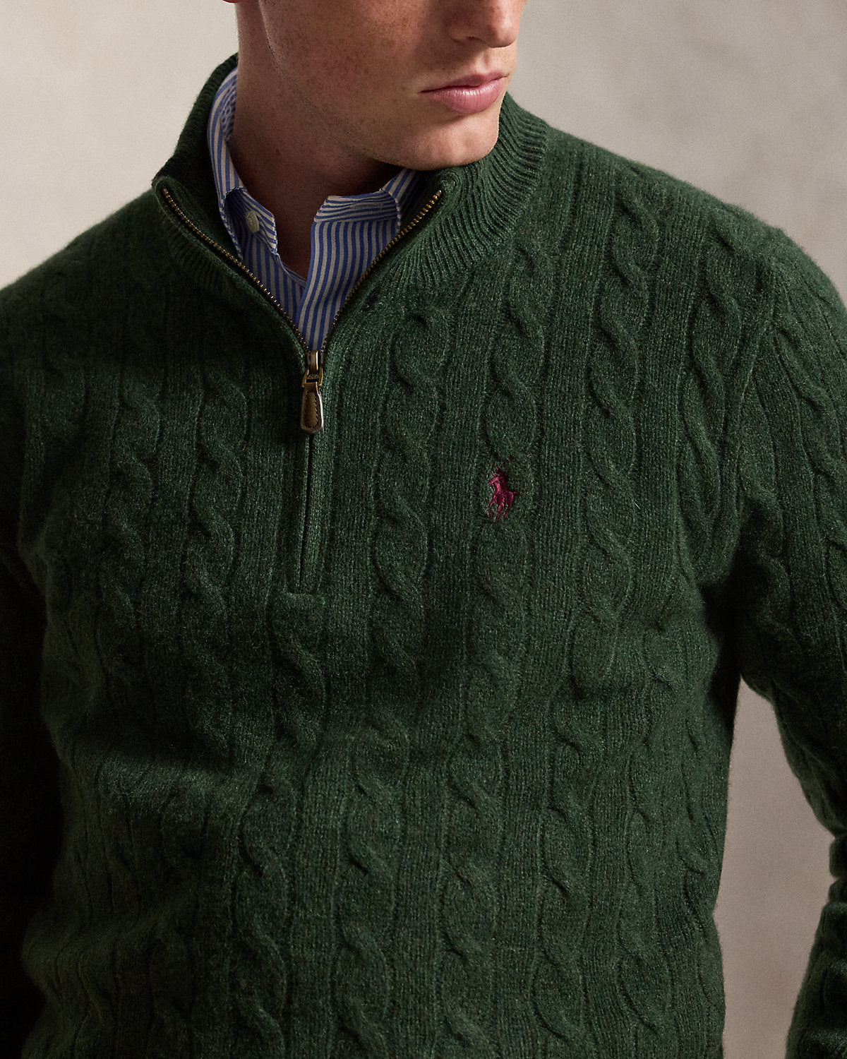 Cable-Knit Quarter-Zip Sweater
