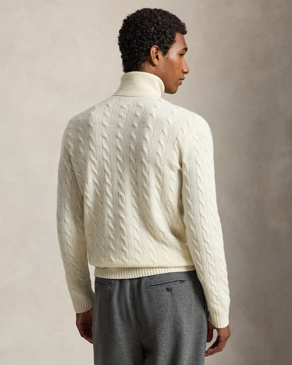 Cable Wool-Cashmere Turtleneck Sweater