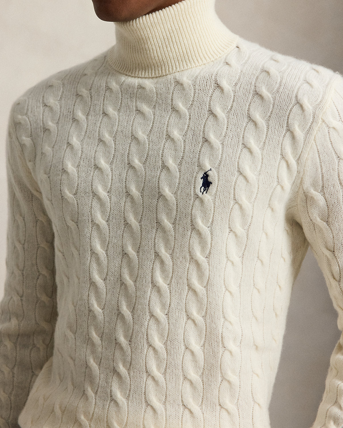 Cable Wool-Cashmere Turtleneck Sweater